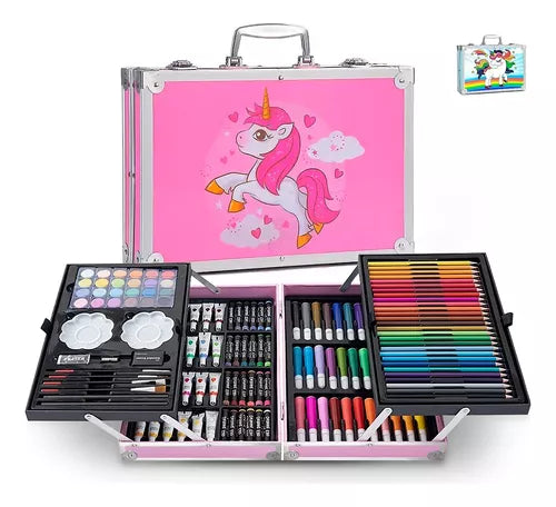 Set Kit Creativo Arte Dibujo Maleta Metálica X 145 Piezas